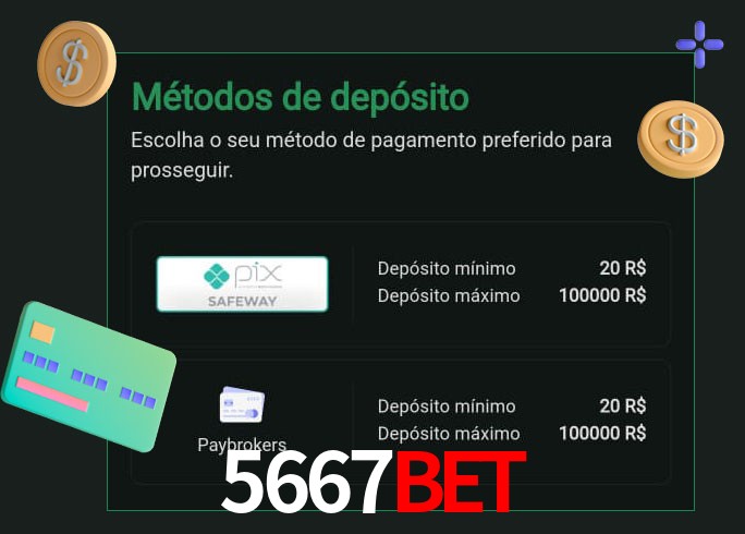 O cassino 5667Bet oferece uma grande variedade de métodos de pagamento